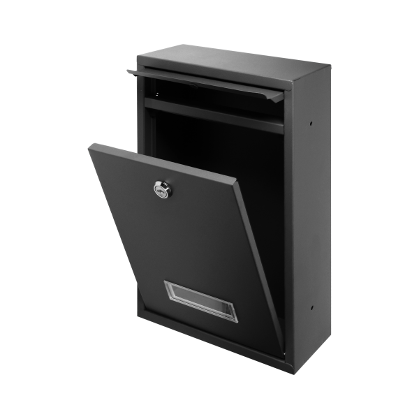 Small BALI mailbox with name plate, galvanized steel, black Small BALI mailbox with name plate, galvanized steel, black